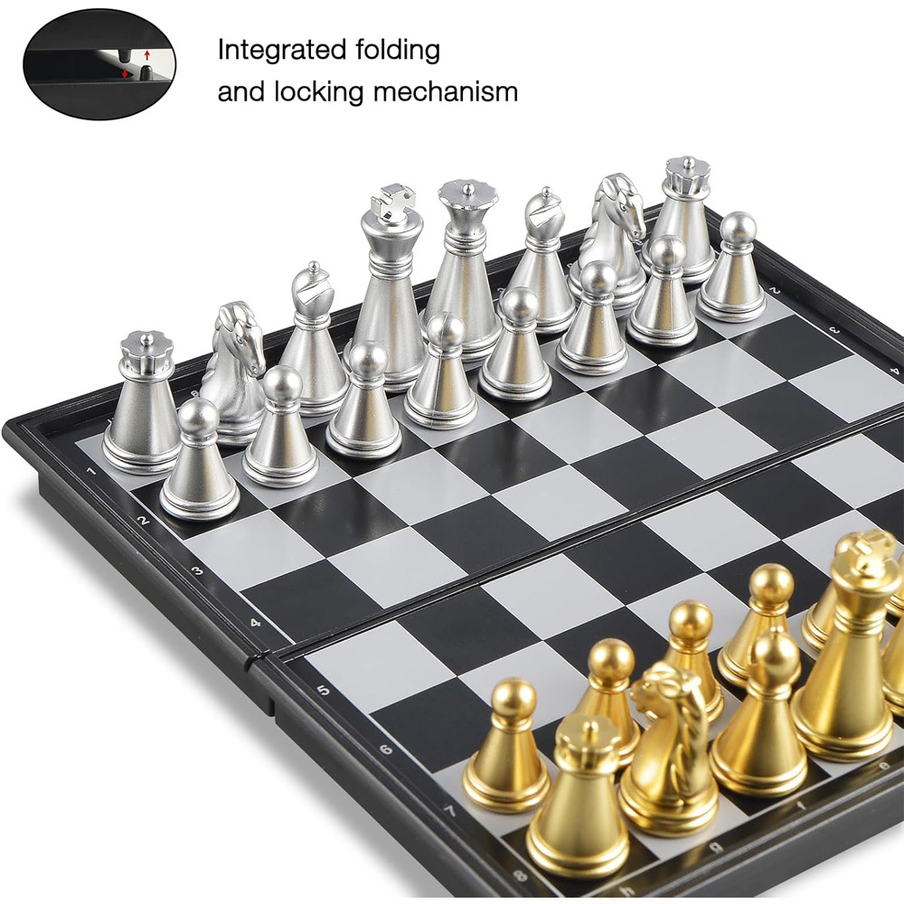 Travel Folding Magnetic Chess Set,9.8 In, 25 Cm,Folding And Portable Chess Board Games - Image 6
